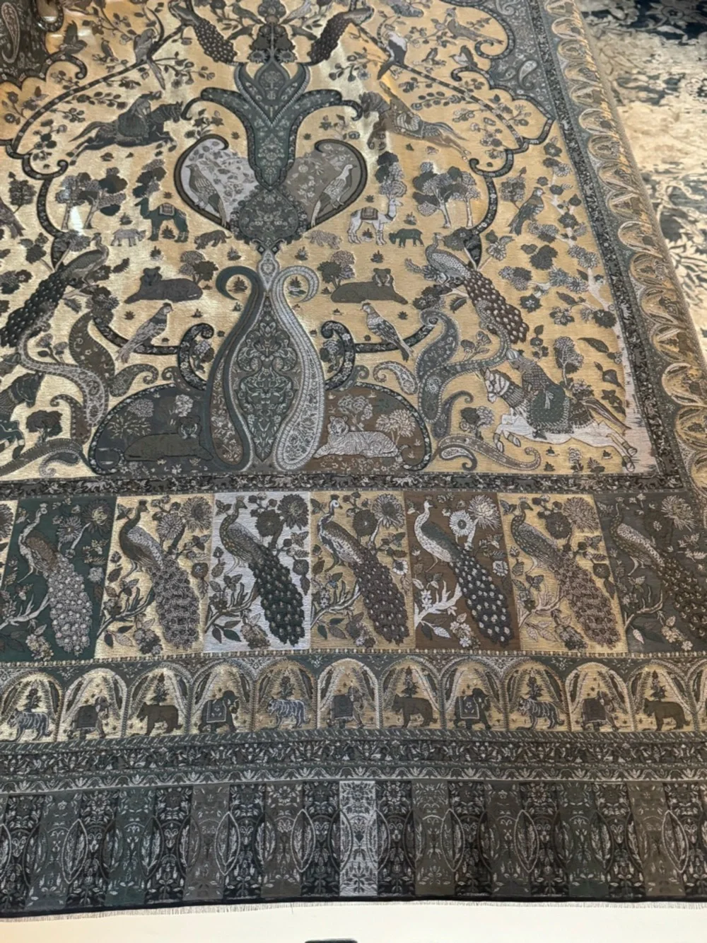 Moonlight Shawl with Peacock Design, Wedding Wrap - Picture 6 of 17